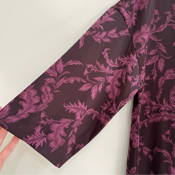 Soft Surroundings Top Womens Selina Wine Botanical Purple Pink Leafy Vine Print - Picture 3 of 7